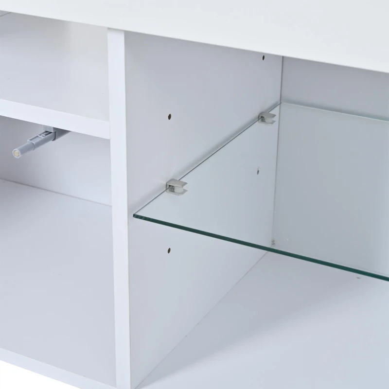 Mobile TV basso e moderno a LED, adatto per TV fino a 80 pollici, 180x35x45 cm, Bianco
