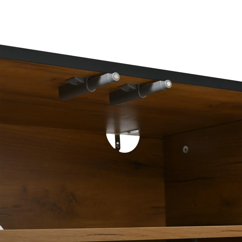 Lowboard para TV, design geométrico contrastante, adequado para televisores até cerca de 65 polegadas, 153x40x50 cm, Cor natural