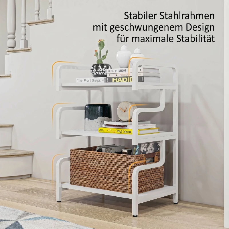 HOMCOM Druckerständer Druckertisch mit 3 Ebenen und Stauraum, 55 x 40 x 77cm