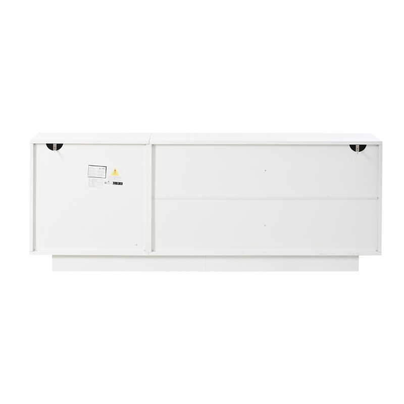 Aparador para sala de estar, armário de arrumação largo de três portas, design minimalista moderno, 35x160x60 cm, Branco