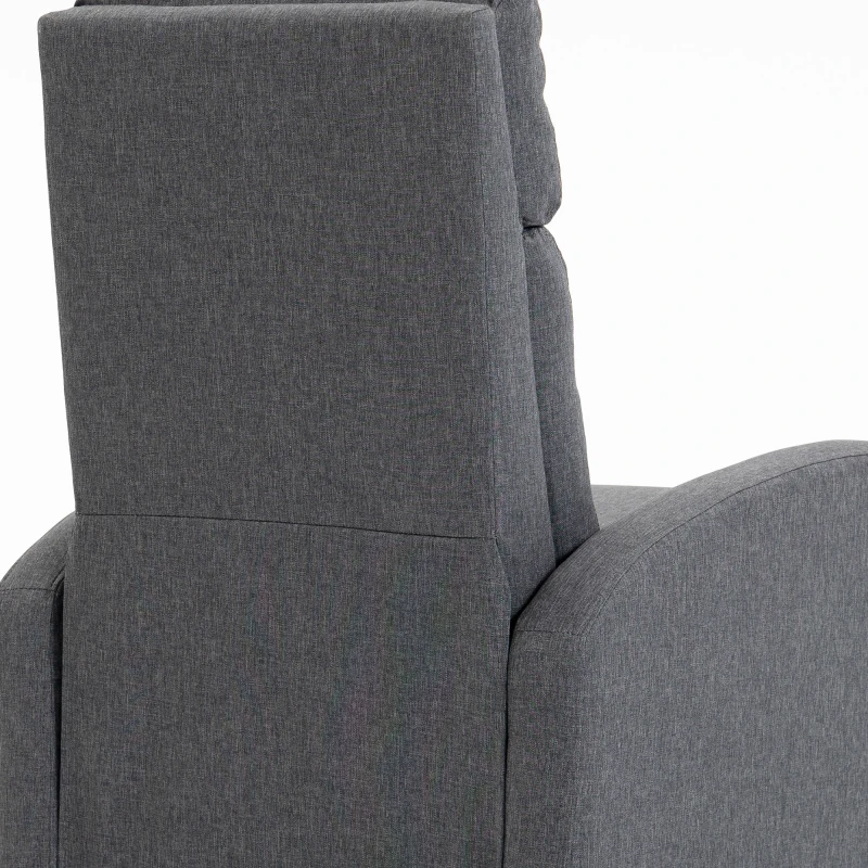 HOMCOM Sillón Relax Reclinable Manual 135° con Reposapiés en Tejido Efecto Lino Patas de Madera Gris Oscuro