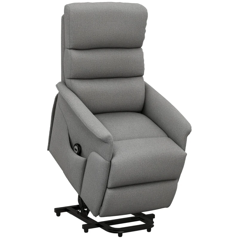 HOMCOM Relaxfauteuil met Elektrische Opstaanondersteuning, Verstelbare Rugleuning/Voetensteun, tot 120 kg, 66x90x96 cm, Grijs(m-11)