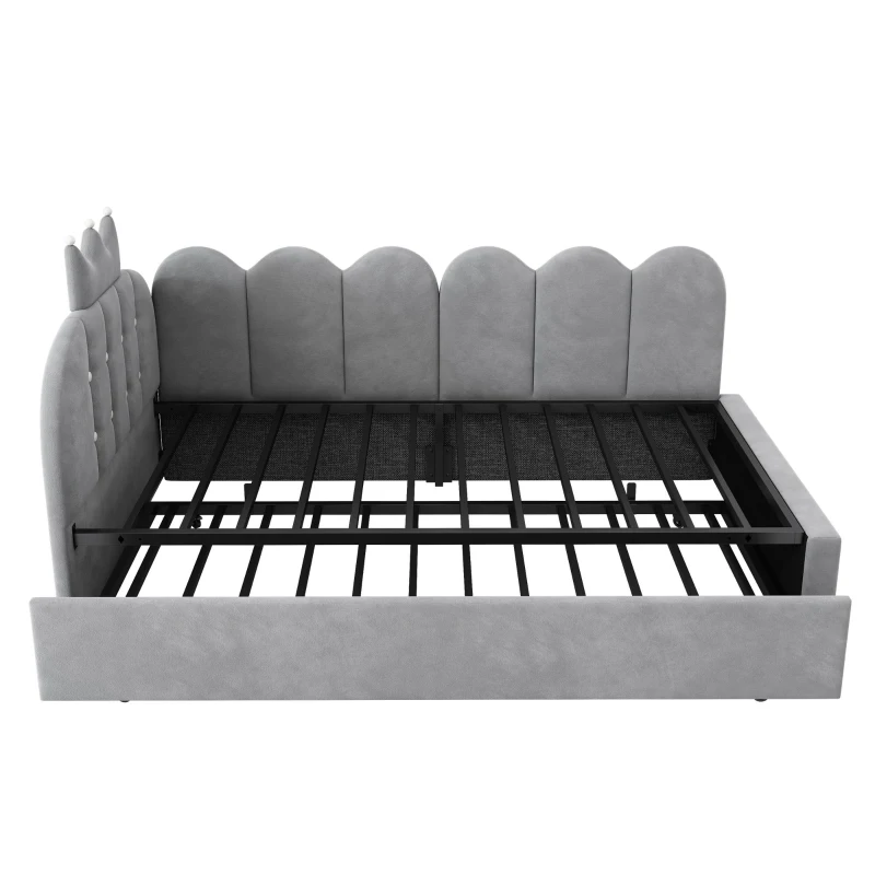 Divano letto 90x200 cm con letto estraibile, angolare e reversibile, 203x98x95 cm, Grigio
