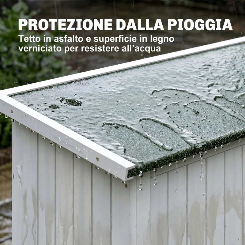 Outsunny Casetta da Giardino Legno con Porta Doppia, Mensole e Finestre, 127.5x50x164cm