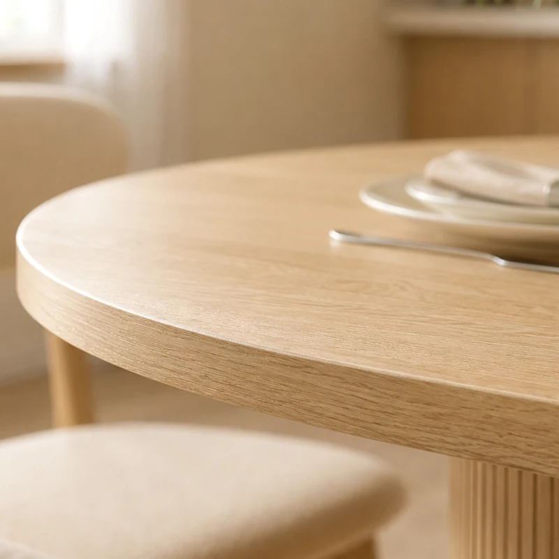 HOMCOM Mesa de Comedor Ovalada para 6 Personas con Tablero Grueso Puertas Correderas Tipo Persiana 6 Compartimentos Roble