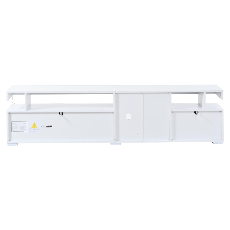 Mobile TV basso e moderno a LED, adatto per TV fino a 80 pollici, 180x35x45 cm, Bianco