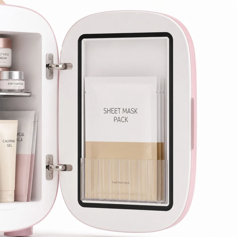 HOMCOM Mini Koelkast Beauty Fridge, 4 L Inhoud, 20,3 x 26,3 x 28 cm, Roze