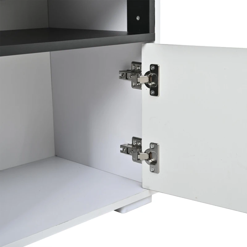 Mobile TV LED 65 pollici max salvaspazio con finitura laccata lucida, 150x35x50 cm, Bianco
