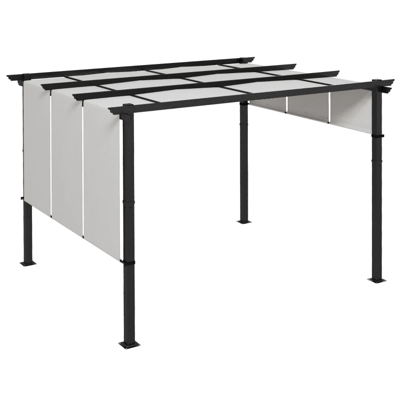 Outsunny Markise Sonnenschutz. Pergola, wetterbeständig,  inkl. Befestigungsmaterial, 3 x 3,5 m, Dunkelgrau