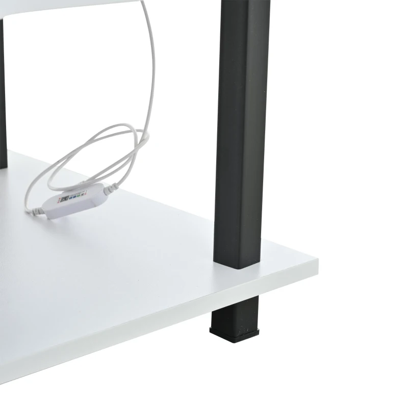 Table basse réglable en hauteur avec rangement caché, compartiments latéraux réglables, 50x100x46 cm, Blanc
