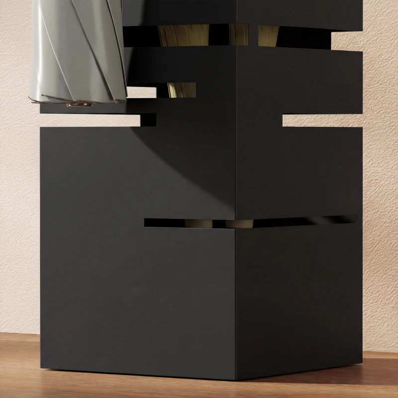 HOMCOM Portaombrelli Quadrato in Metallo con Vassoio Antigoccia Rimovibile e 4 Ganci, 15.5x15.5x49 cm, Nero