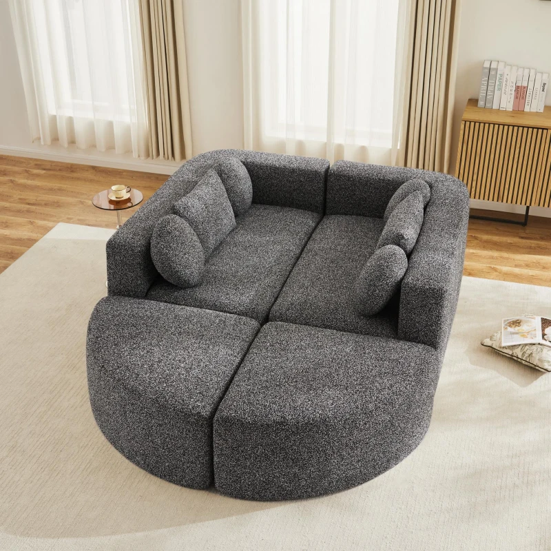 Divano modulare con funzione letto, schiuma ad alta resilienza e molle insacchettate, 292x165x68 cm, Nero