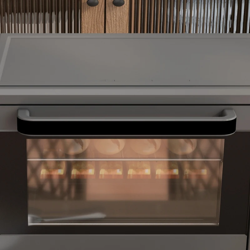HOMCOM Minibakoven, 21 L Toasteroven met 1 draadrek en 1 bakplaat, 3 kookstanden, 100 °C-230 °C, roestvrij staal, glas, grijs(m-8)