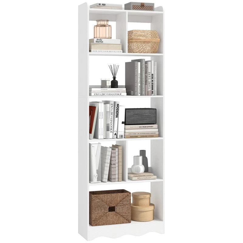 HOMCOM Bibliothèque avec Mensoles Aperte Divise, 6 Ripiani, Blanche