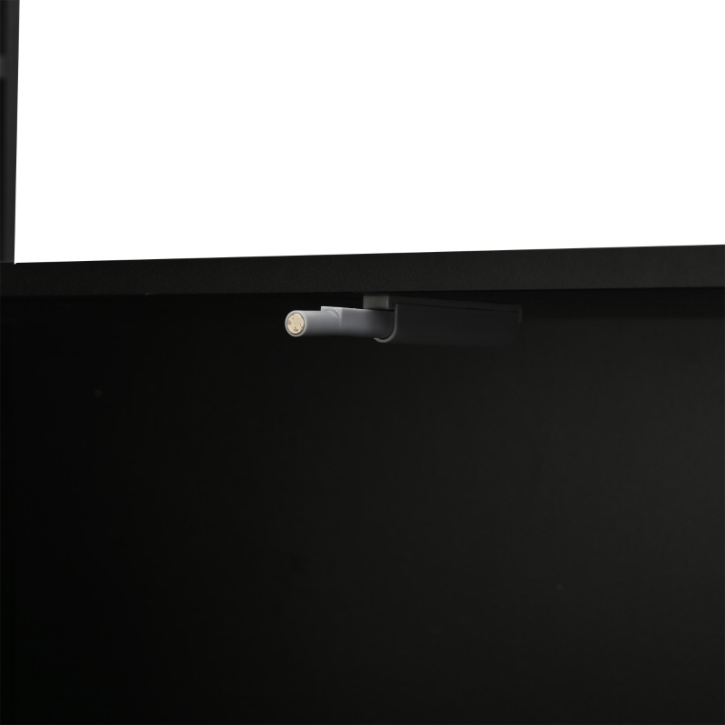 Mueble de salón compacto de 4 piezas, mueble de TV integrado con vitrina y estanterías abiertas, gran capacidad de almacenaje, 245x30x170 cm, Negro