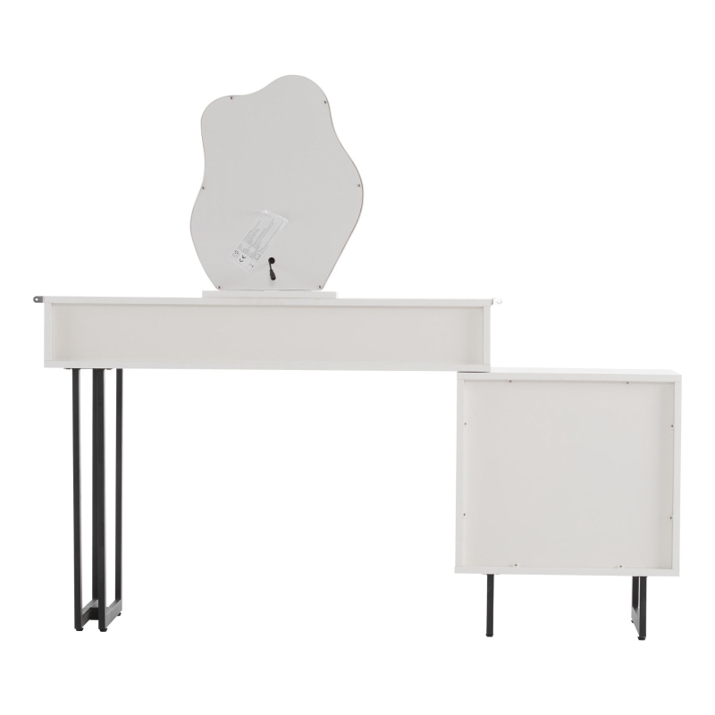 Tavolo da trucco con illuminazione LED, specchio regolabile e piano estraibile, 100x40x76 cm, Bianco