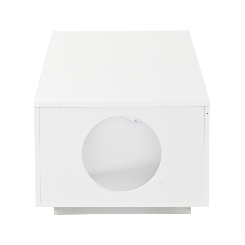 Tavolino da salotto con illuminazione LED, spazio portaoggetti e foro passacavi, 100x50x35 cm, Bianco
