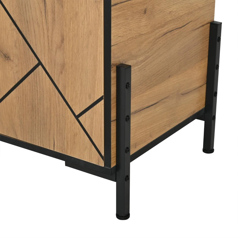 Lowboard para TV, design geométrico contrastante, adequado para televisores até cerca de 65 polegadas, 153x40x50 cm, Cor natural