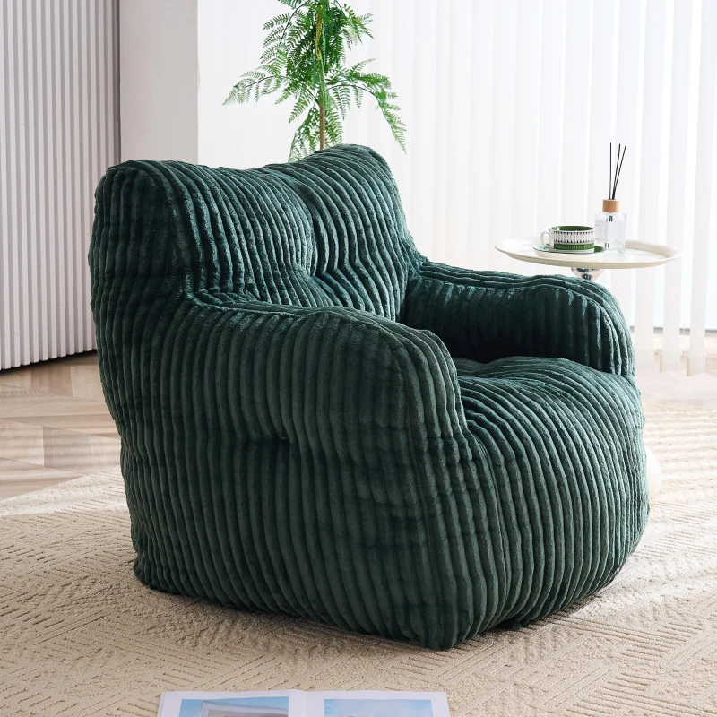 Puf acolchado de espuma viscoelástica, funda no desenfundable, 100x94x70 cm, Verde