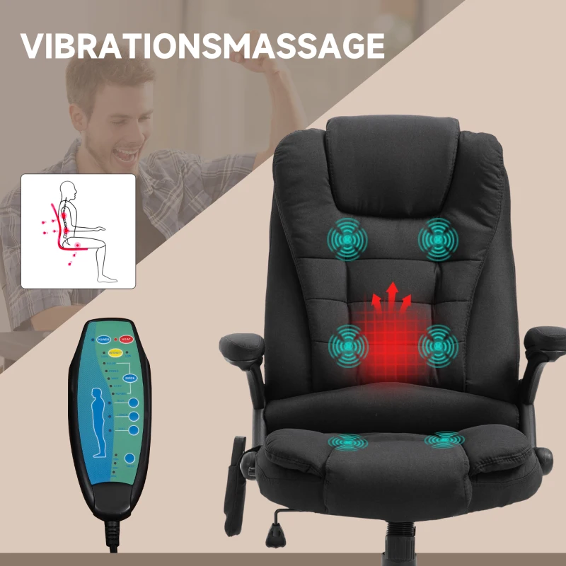 Vinsetto Massagestoel directiestoel gamingstoel draaistoel massage bureaustoel zwart(m-4)
