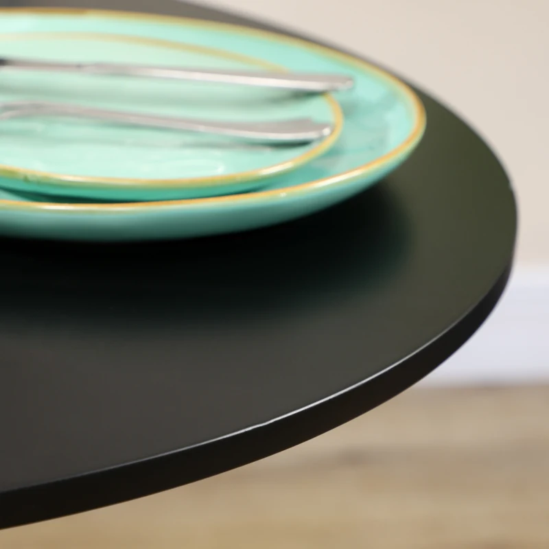 HOMCOM eettafel voor 2 personen, rond tafelblad, stalen onderstel, zwart, 70 x 70 x 75 cm(m-7)