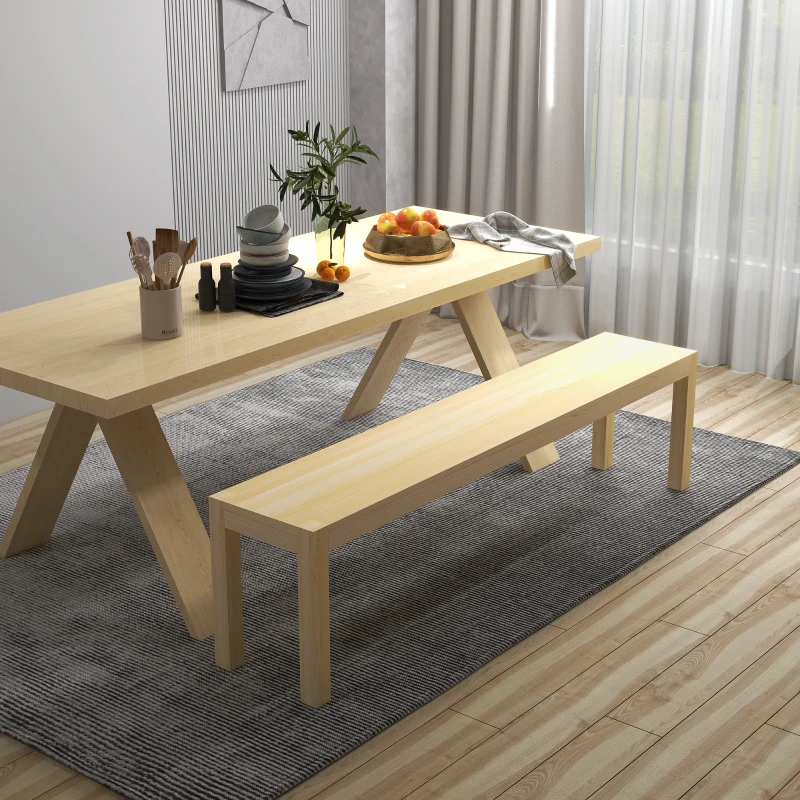 HOMCOM Houten Bank, Ruimte voor 3 Personen, Draagvermogen tot 330 kg, 150x33x45 cm
