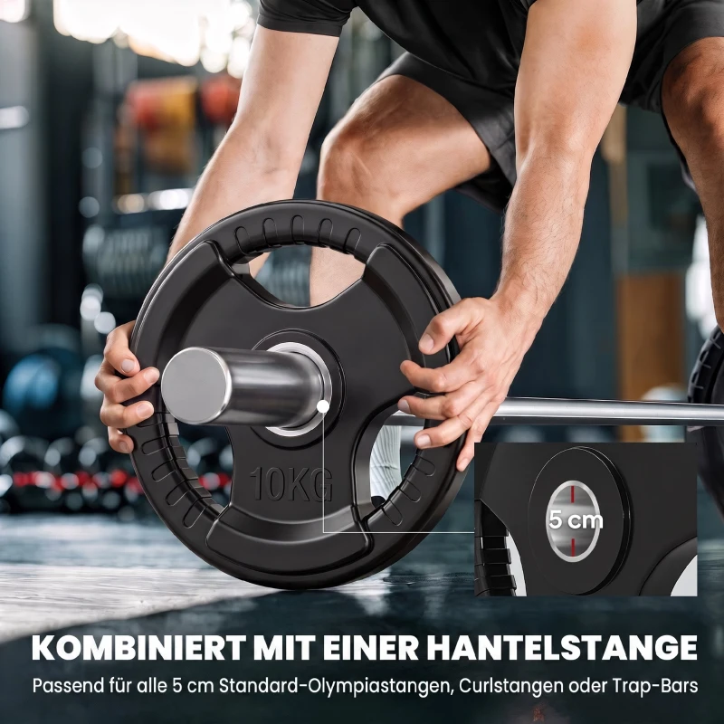 SPORTNOW halterplaat, set van 2 stuks, 10 kg per plaat, drie handgrepen, vloerbeschermende rubberen hoes, metaal