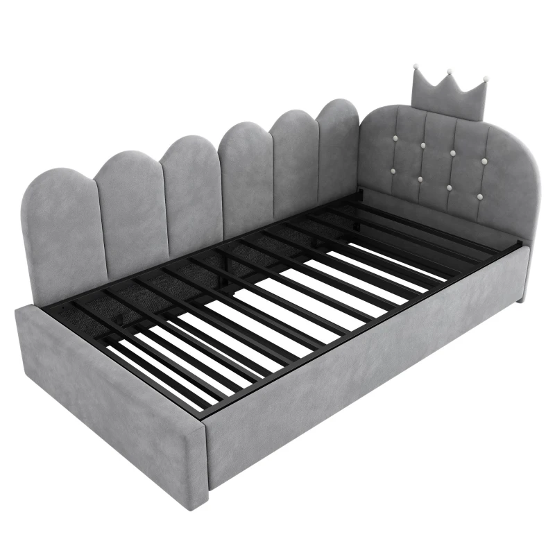 Divano letto 90x200 cm con letto estraibile, angolare e reversibile, 203x98x95 cm, Grigio