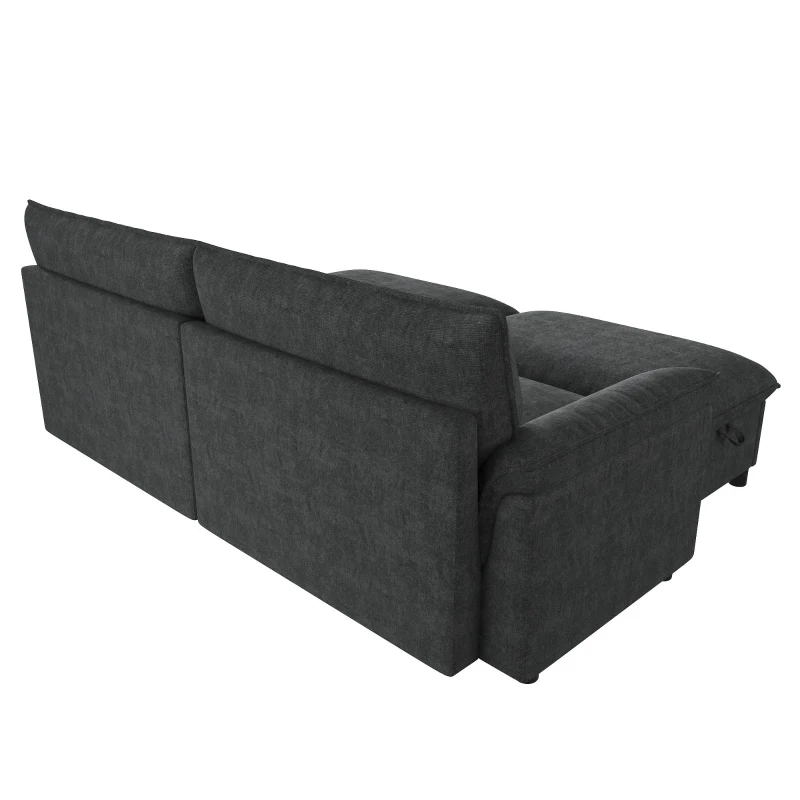 Sofá seccional modular Cloud, sofá U-/esquinero extragrande, espuma de alta elasticidad, 216x77x82 cm, Negro