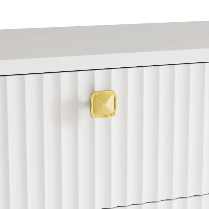 Sapateira com 3 portas basculantes, poupa-espaço com design ondulado moderno, 90x25x121 cm, Branco