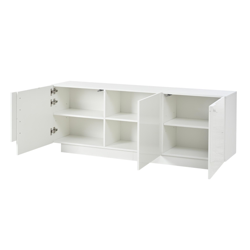 Aparador para sala de estar, armário de arrumação largo de três portas, design minimalista moderno, 35x160x60 cm, Branco