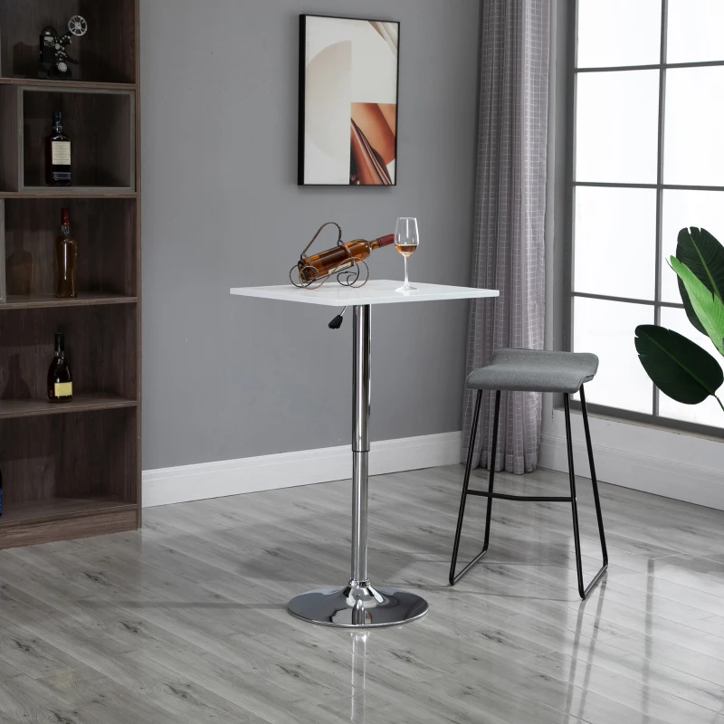 HOMCOM Verstelbare Bartafel, 360° draaibaar, krasbestendige voeten, stabiele metalen basis, Wit