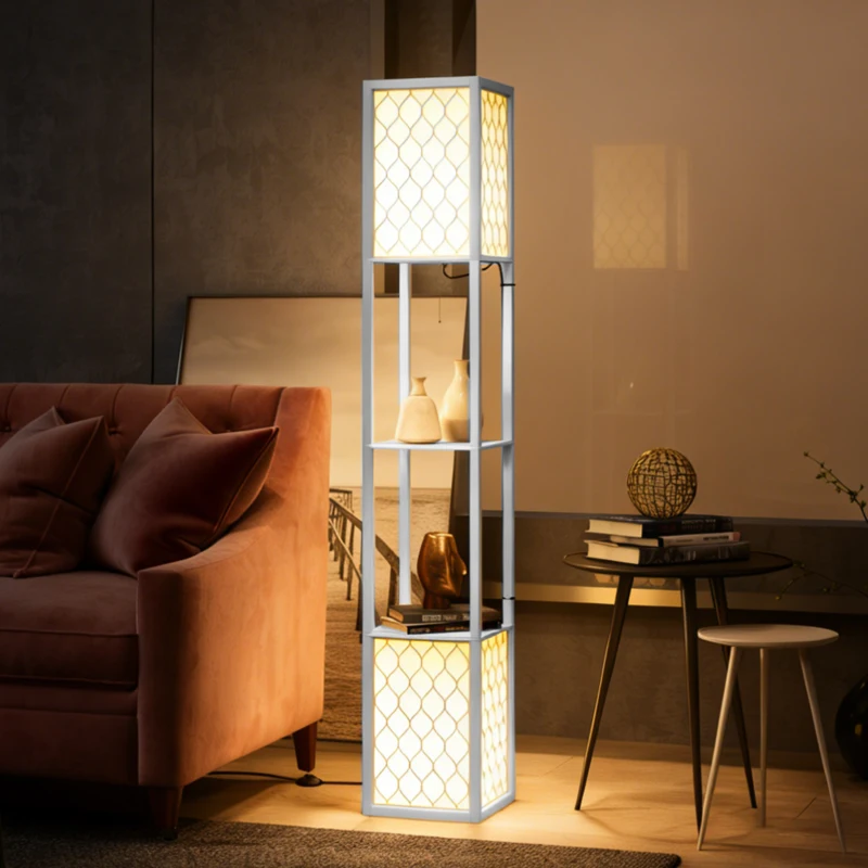 HOMCOM Duo Light Floor Shelves - White