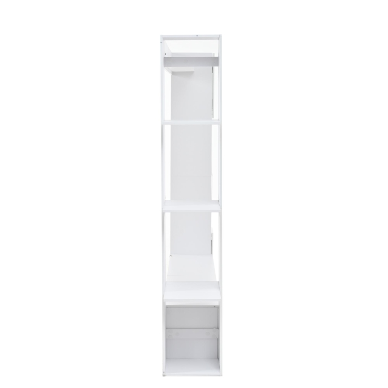 Mobile TV 4 pezzi con vetrina e ripiani aperti pe salotto, 228x30x170 cm, Bianco
