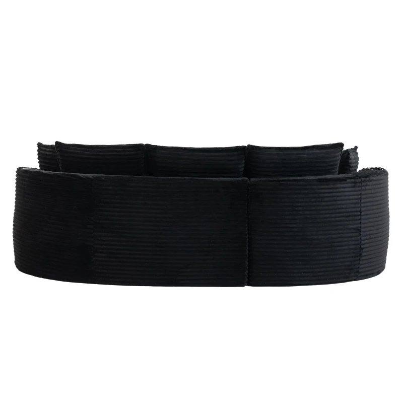 Bogesofa imbottito con portabicchieri su entrambi i lati, cuscini e tasca laterale, 250x152x82 cm, Nero