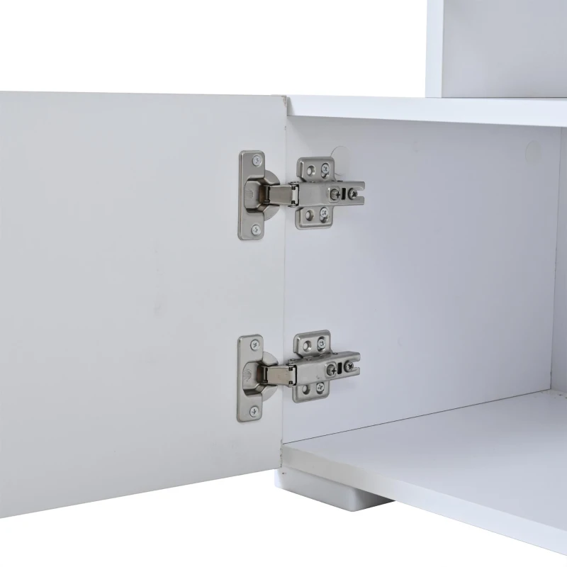 Mobile TV basso e moderno a LED, adatto per TV fino a 80 pollici, 180x35x45 cm, Bianco