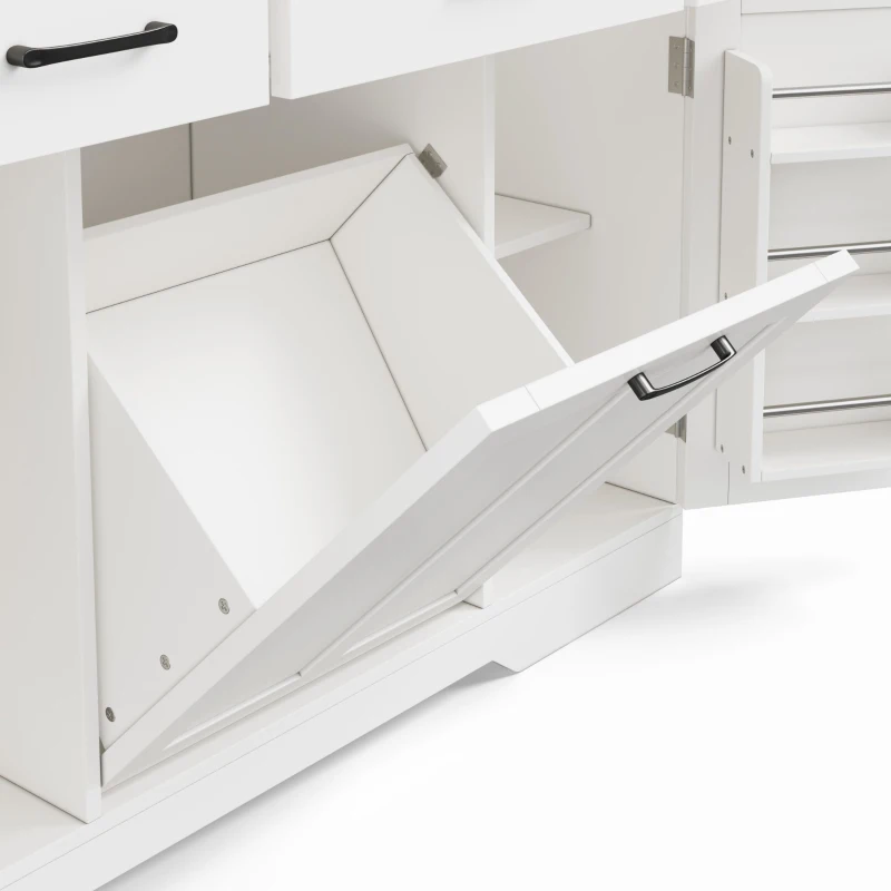 Ilha de cozinha móvel com tampo rebatível, rodízios com travão 360°, para 2–4 pessoas, 120x70x87 cm, Branco