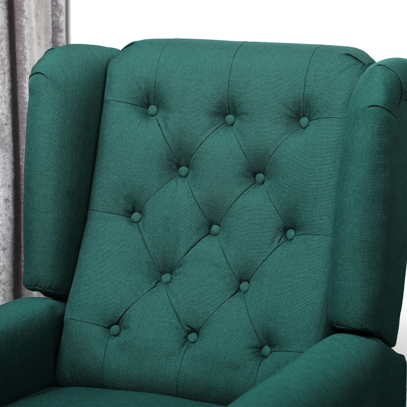 HOMCOM Eleganter Ohrensessel, dick gepolstert, abnehmbarer Bezug, 74 x 86 x 102 cm, Dunkelgrün