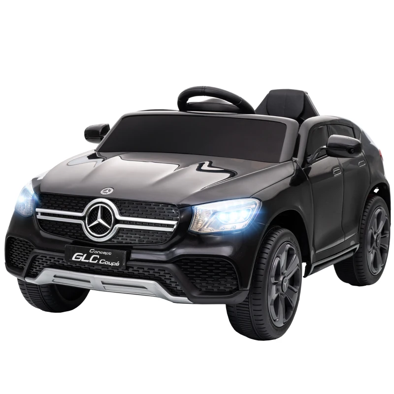 AIYAPLAY Elektroauto für Kinder, 12V Kinderauto mit Fernbedienung, LED-Lichter, Musik, 3 Geschwindigkeiten, 3-6 Jahre, Schwarz