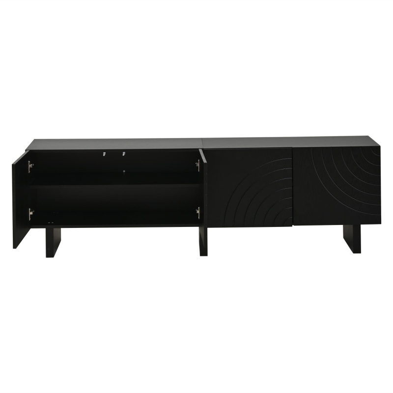 Mobile TV basso e moderno, adatto per TV fino a 75 pollici, 180x40x55 cm, Nero