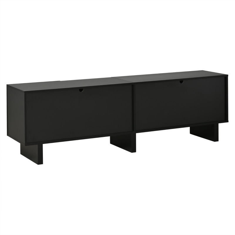 Móvel TV moderno, frente de porta estruturada e muito espaço de arrumação, compatível com televisores até 75 polegadas, 180x40x55 cm, Preto