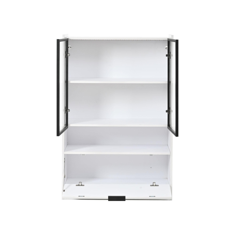 Vitrine LED moderna, iluminação LED RGB, compartimento abatível prático e prateleiras ajustáveis, 80x35x120 cm, Branco