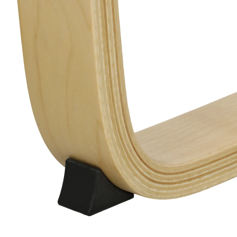 HOMCOM Curved Wooden Accent Chair, Armchair with Adjustable Footrest, Light Brown