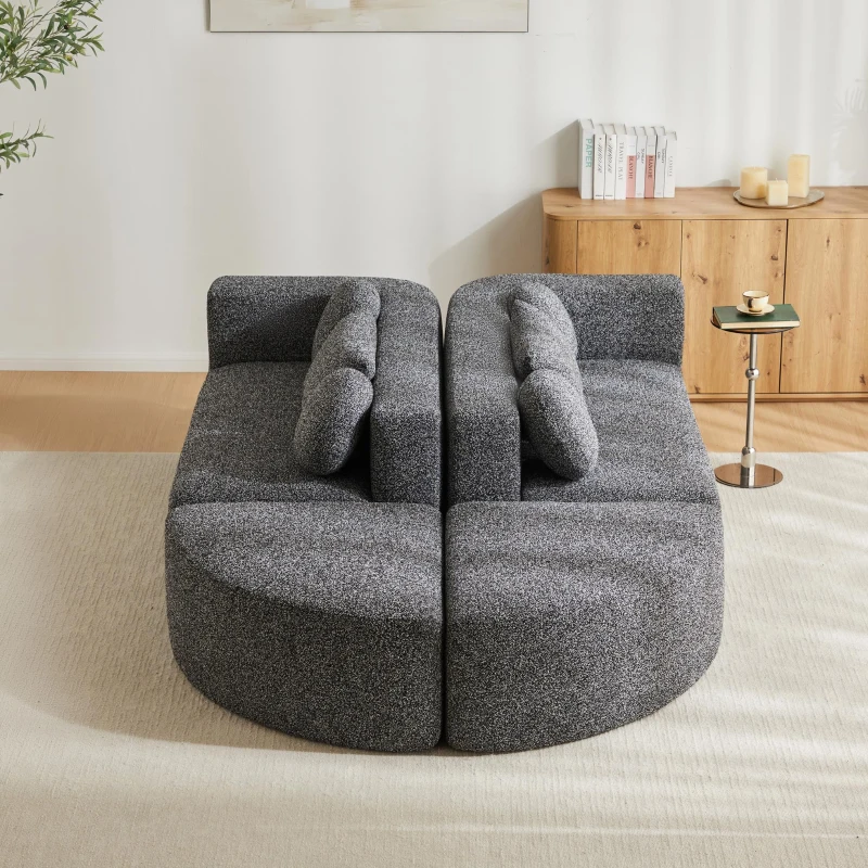 Divano modulare con funzione letto, schiuma ad alta resilienza e molle insacchettate, 292x165x68 cm, Nero