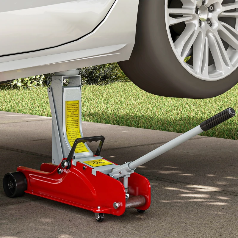 HOMCOM Wagenheber, 8-38 cm Höhe, 2,5 Tonnen Tragfähigkeit, Stahl, rollbar, Rot