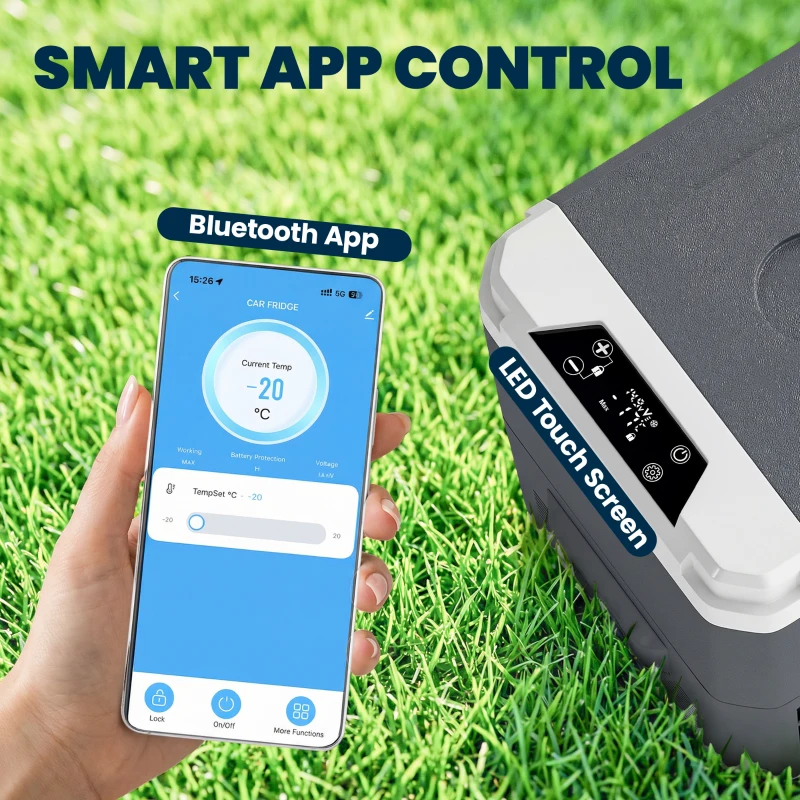 Outsunny Frigorifero da Auto Portatile 25L e Congelatore con Controllo App, 58x33x38.3 cm, Grigio