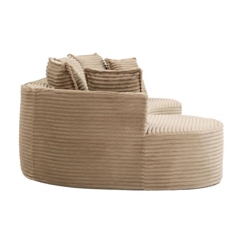 Bogesofa imbottito con portabicchieri su entrambi i lati, cuscini e tasca laterale, 250x152x82 cm, Kaki