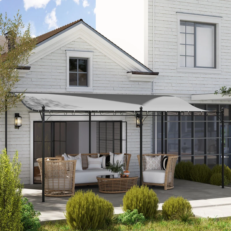 Outsunny 3 x 5 m pergola, flexibel tuindak met waterdicht zeil en metalen frame, schaduwgever, Donkergrijs
