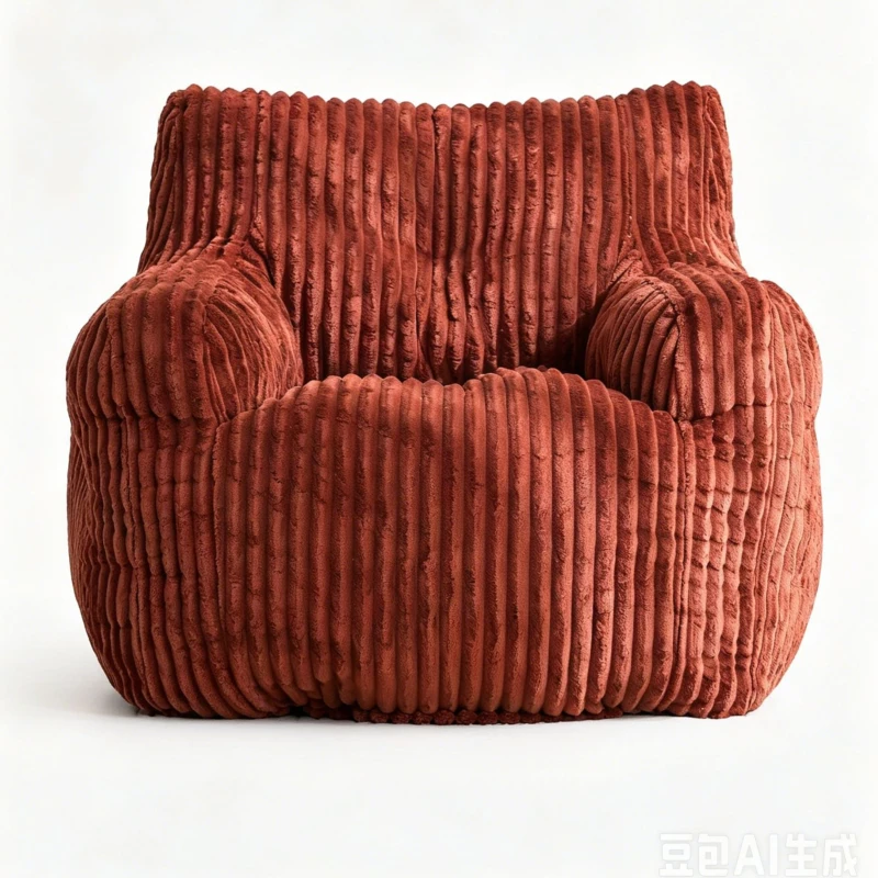 Pouf rembourré en mousse à mémoire de forme, housse non amovible, 100x94x70 cm, Rouge brique