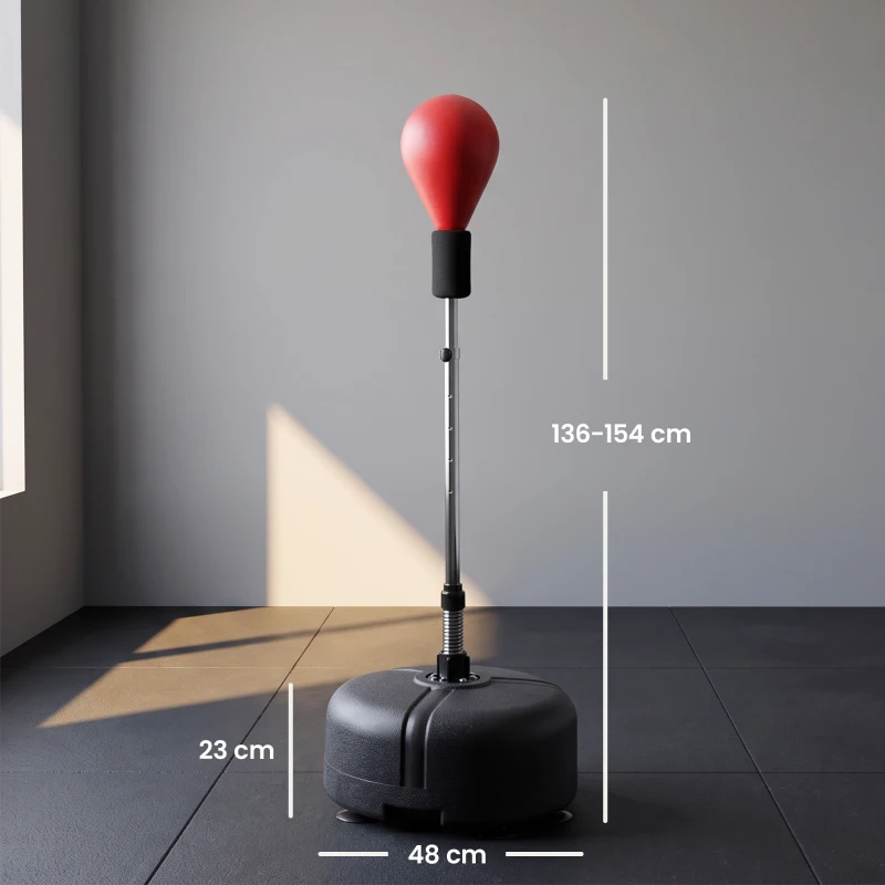 HOMCOM Boksbalset, 136-154 cm in hoogte verstelbaar, inclusief een paar handschoenen, Geschikt voor professionals en beginners